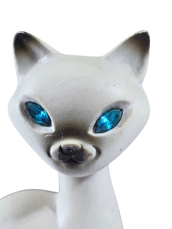VTG Roseland CALIF U.S.A SPARKLER Siamese Cat Blue Rhinestone Eyes Read - Picture 5 of 10